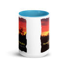 Psalm 19:1 Bible Verse, Sunset Glory White Ceramic Mug with Color Inside