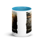 Psalm 46:10 Bible Verse, Sunset Glory White Ceramic Mug with Color Inside