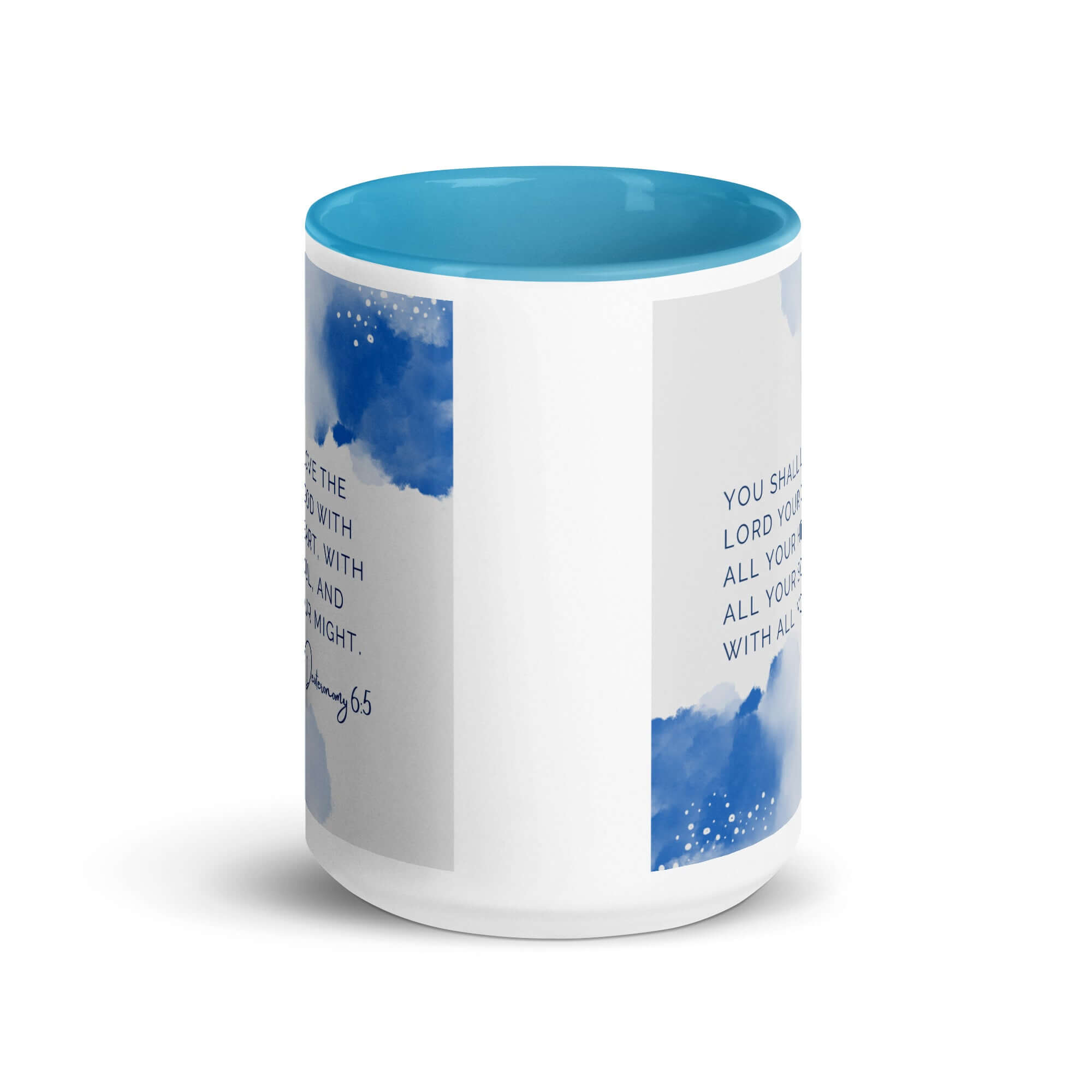 Deuteronomy 6:5 Bible Verse, your God White Ceramic Mug with Color Inside