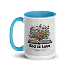 1 John 4:8 - Bible Verse, God is Love White Ceramic Mug with Color Inside