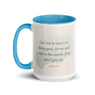 Galatians 6:9 - Bible Verse, not be weary White Ceramic Mug with Color Inside