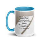 Joshua 1:9 Bible Verse, for the Lord White Ceramic Mug with Color Inside