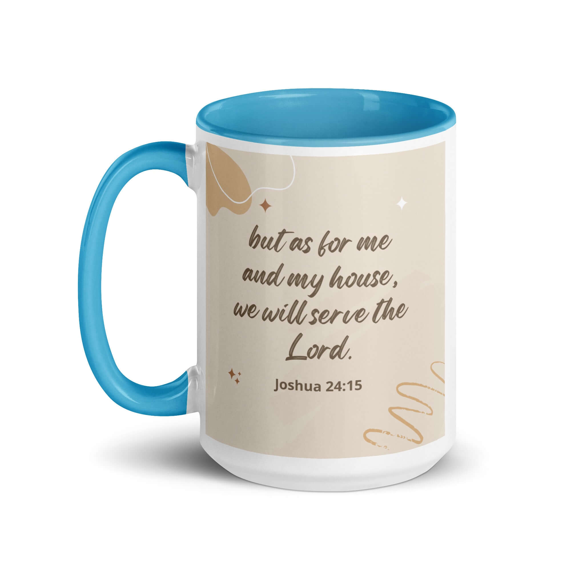 Joshua 24:15 Bible Verse, will serve White Ceramic Mug with Color Inside