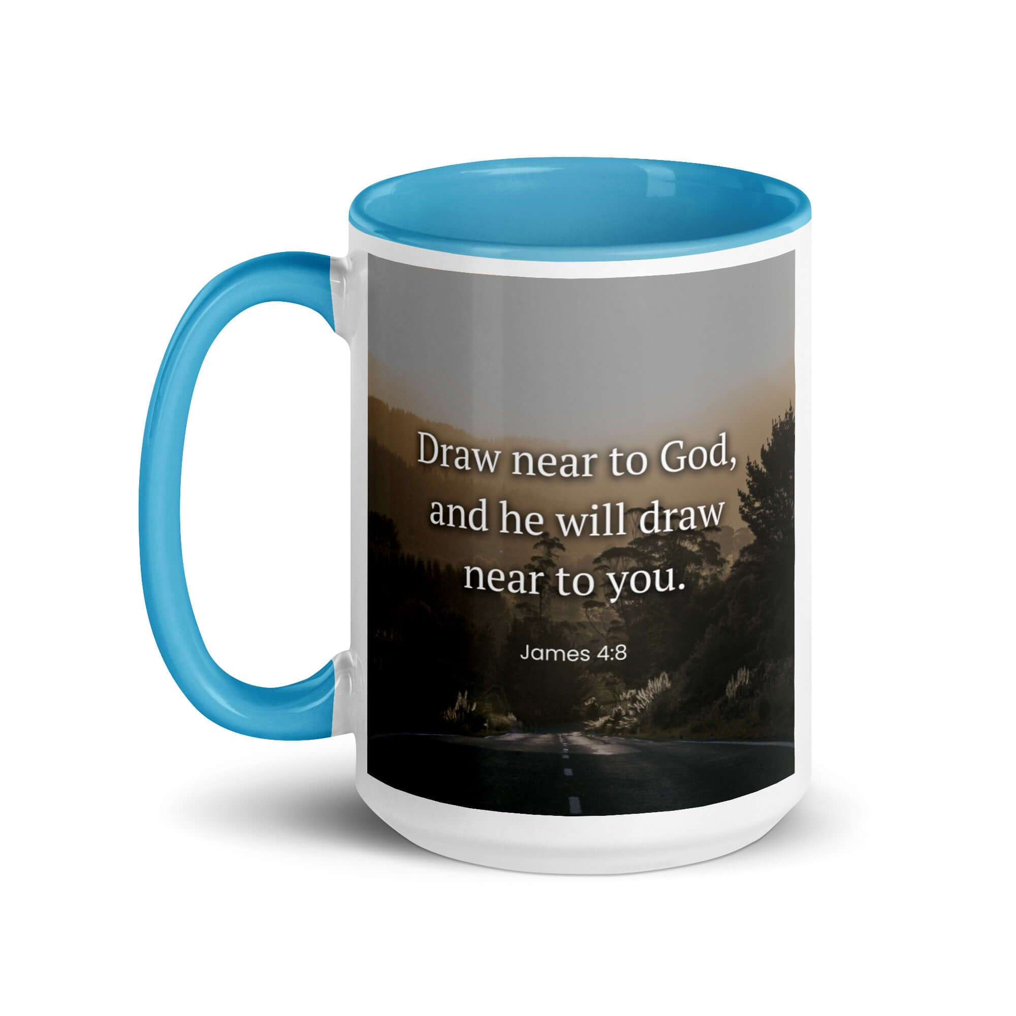 James 4:8 Bible Verse, Cleanse your White Ceramic Mug with Color Inside
