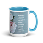 Matt 21:22 - Bible Verse, ask in prayer White Ceramic Mug with Color Inside