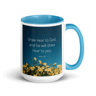 James 4:8 Bible Verse, near to you White Ceramic Mug with Color Inside