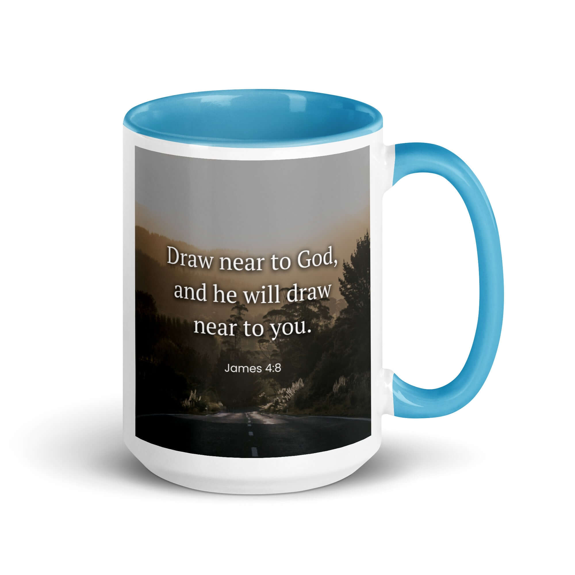 James 4:8 Bible Verse, Cleanse your White Ceramic Mug with Color Inside