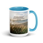 John 14:26 Bible Verse in my name White Ceramic Mug with Color Inside Blue 15 oz