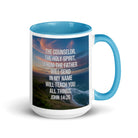 John 14:26 Bible Verse will teach White Ceramic Mug with Color Inside Blue 15 oz