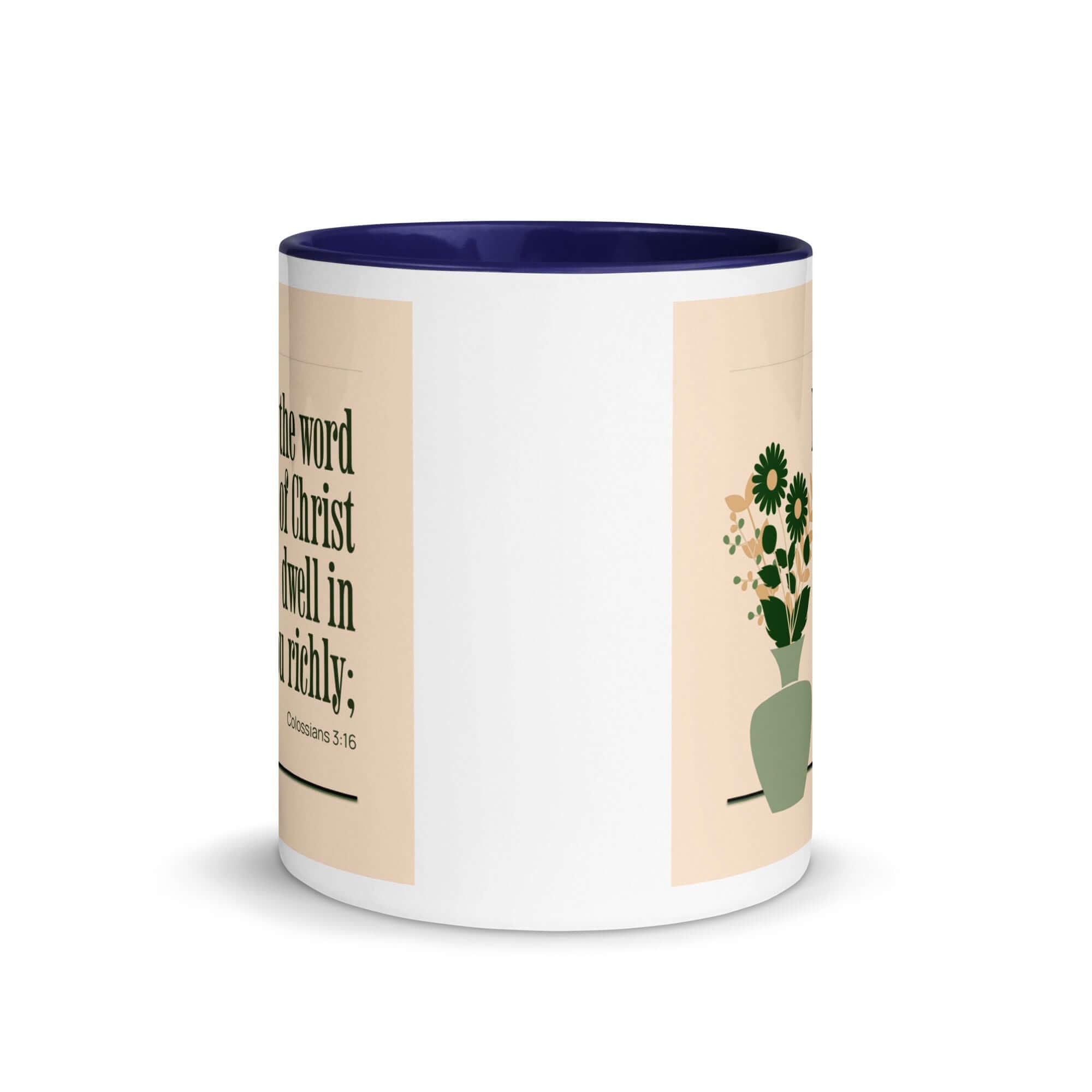 Col 3:16 - Bible Verse, word of Christ White Ceramic Mug with Color Inside