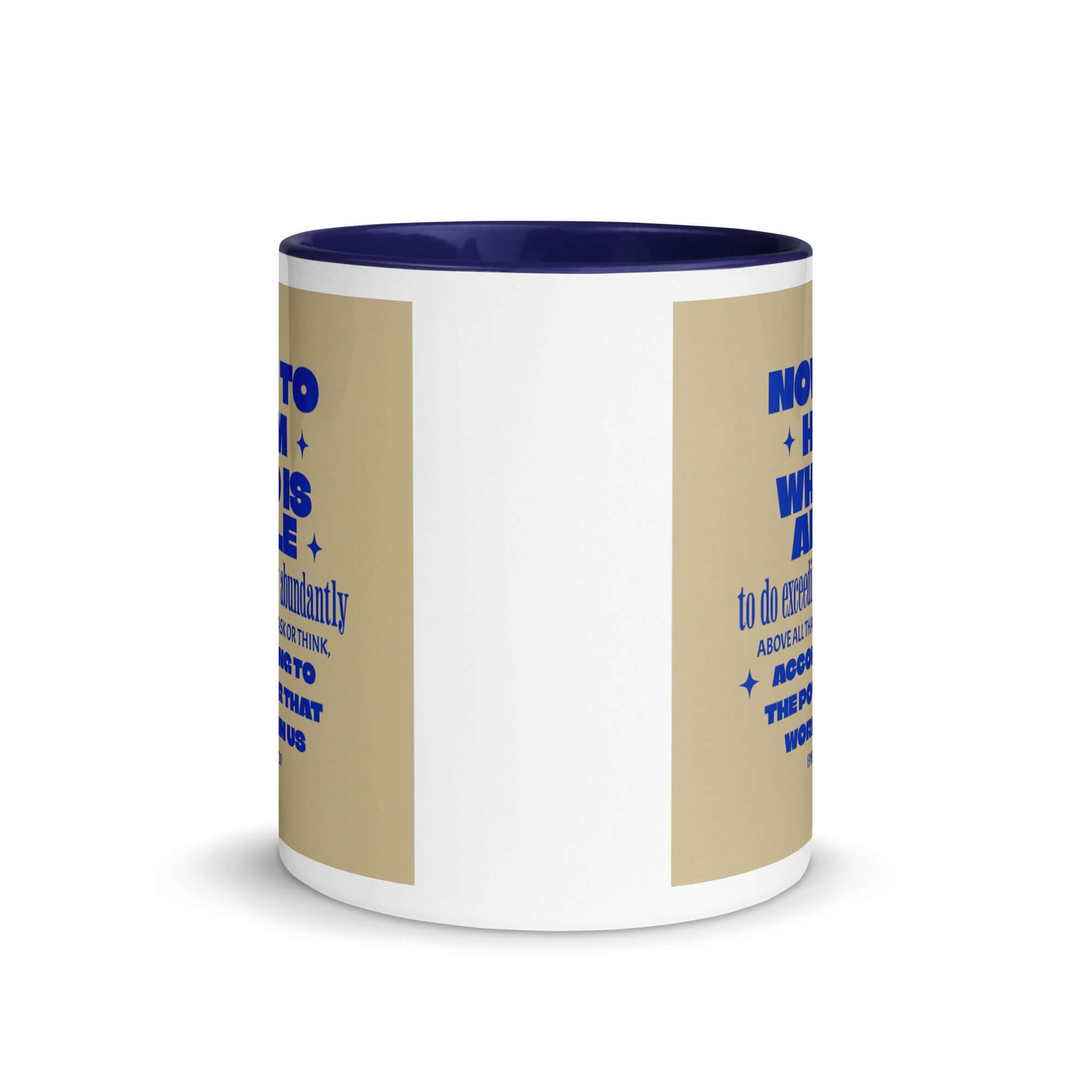 Eph 3:20 - Bible Verse, power in us White Ceramic Mug with Color Inside