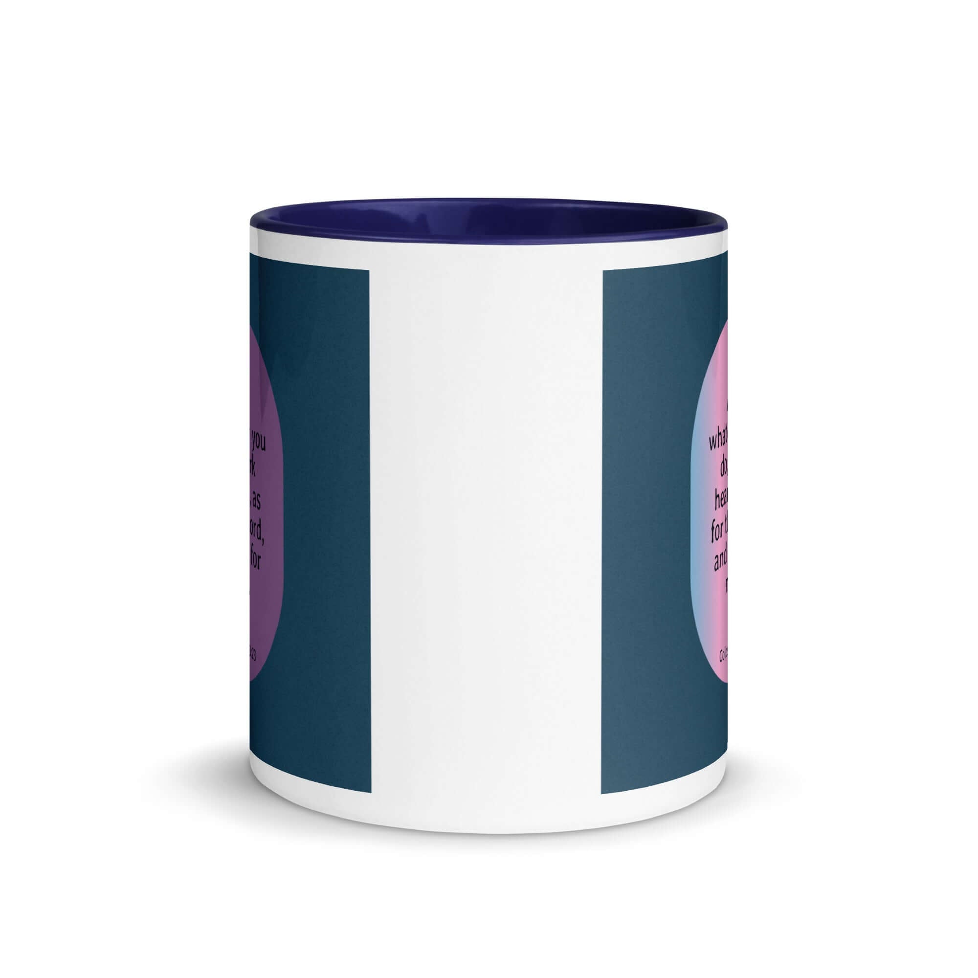 Col 3:23 - Bible Verse, work heartily White Ceramic Mug with Color Inside