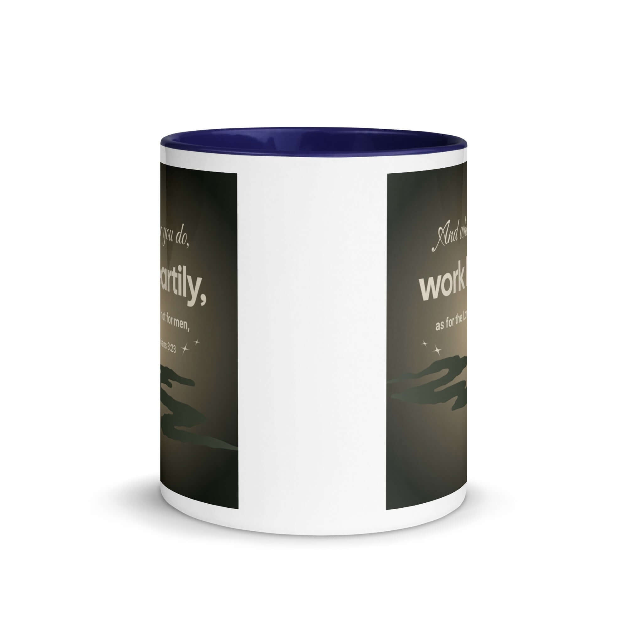 Col 3:23 - Bible Verse, as for the Lord White Ceramic Mug with Color Inside