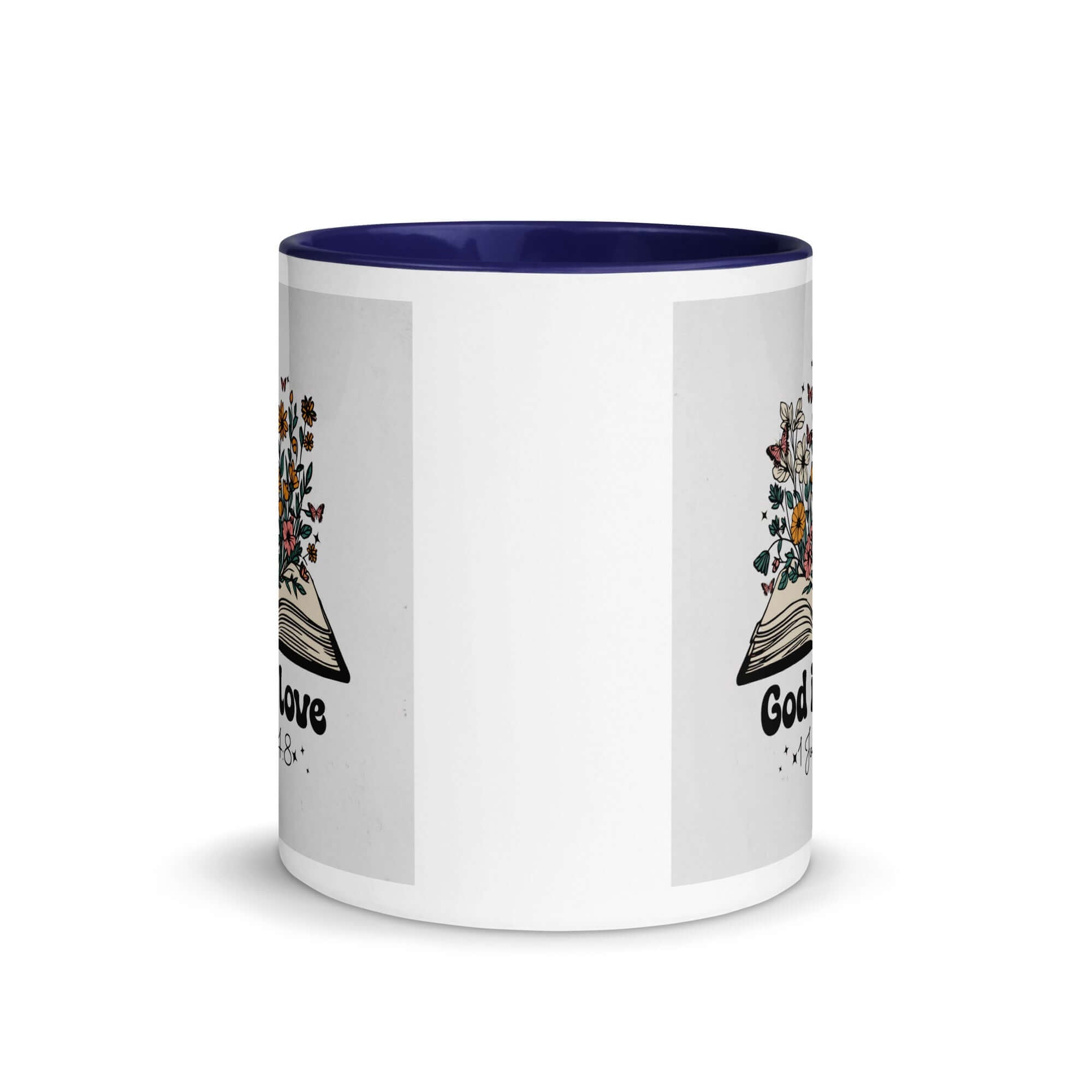 1 John 4:8 - Bible Verse, God is Love White Ceramic Mug with Color Inside