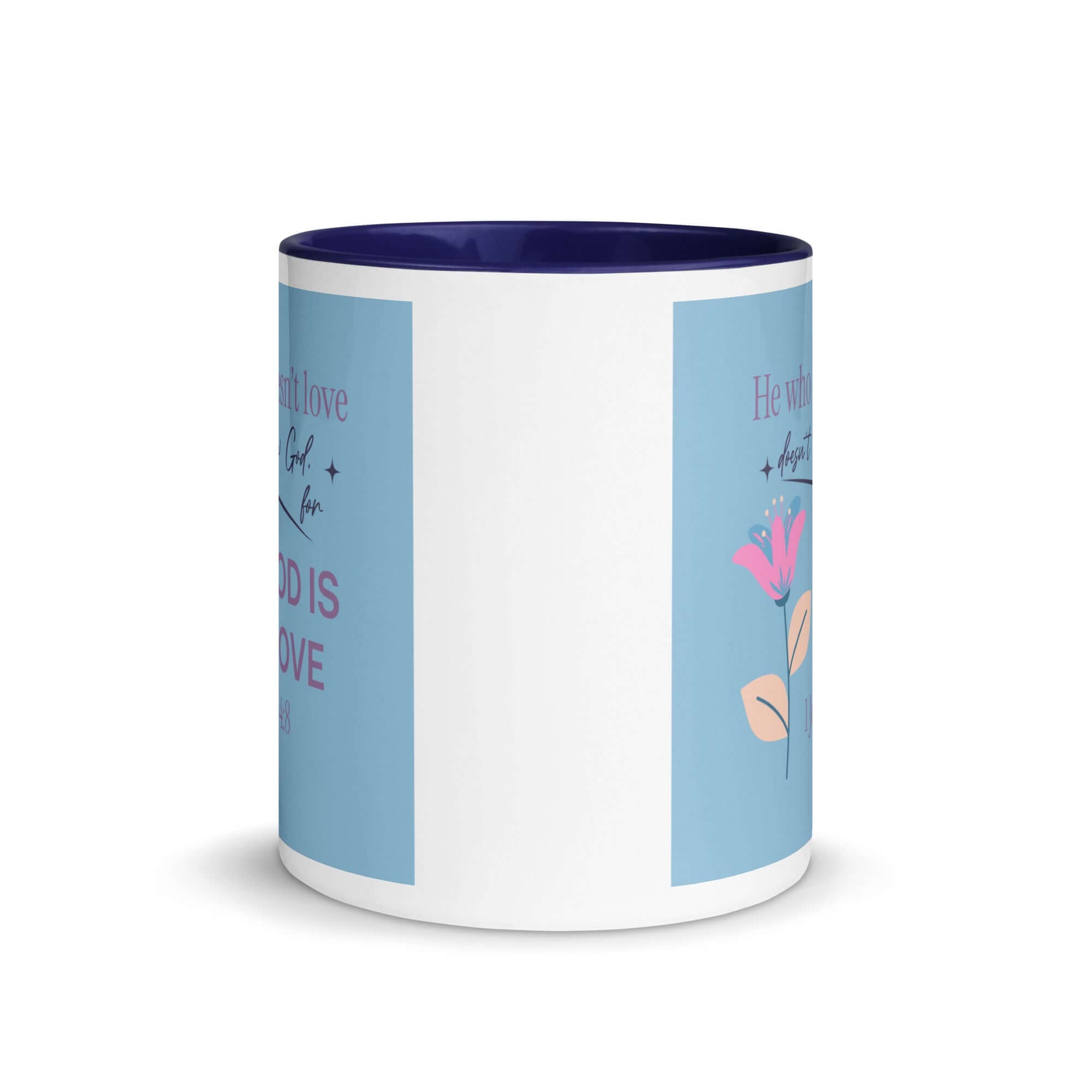 1 John 4:8 - Bible Verse, doesn’t love White Ceramic Mug with Color Inside