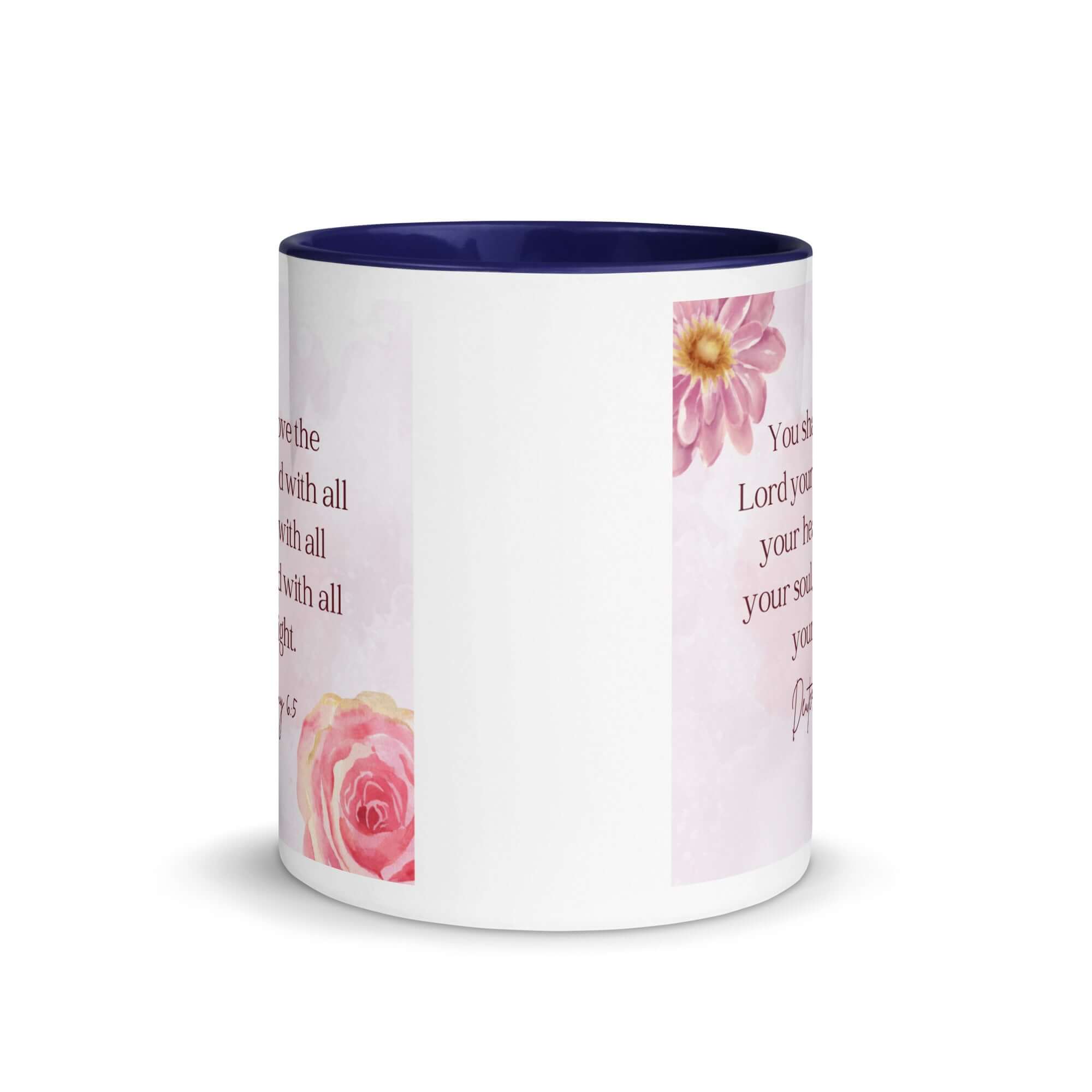 Deuteronomy 6:5 Bible Verse, the Lord White Ceramic Mug with Color Inside