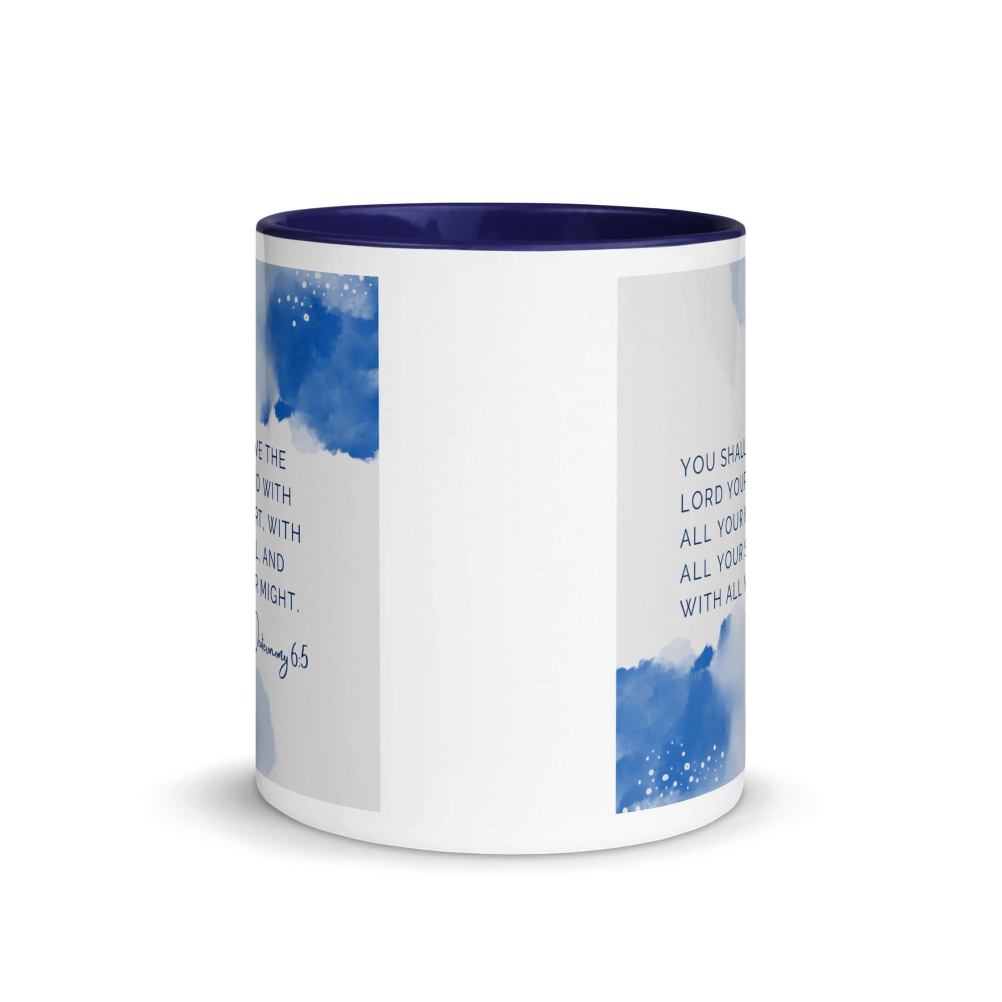 Deuteronomy 6:5 Bible Verse, your God White Ceramic Mug with Color Inside