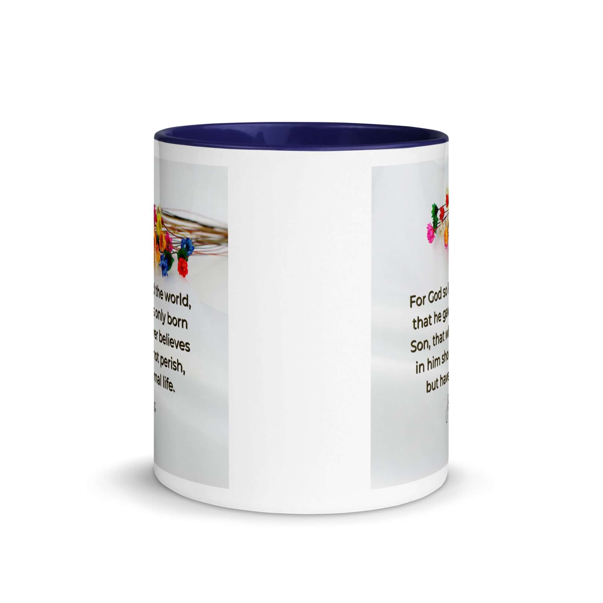 John 3:16 Bible Verse, He gave His Son White Ceramic Mug with Color Inside