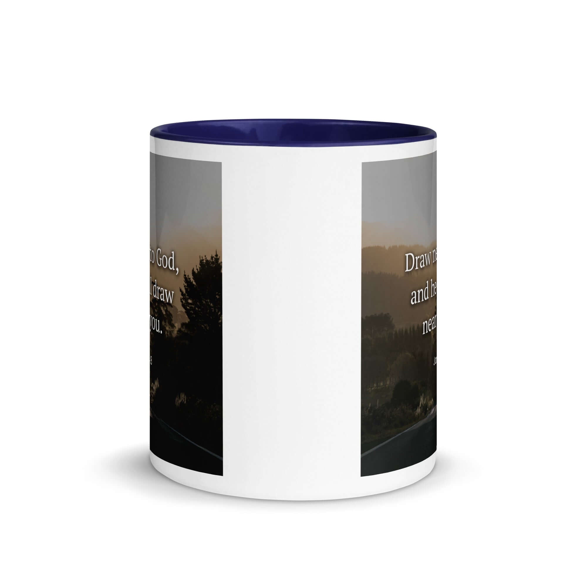 James 4:8 Bible Verse, Cleanse your White Ceramic Mug with Color Inside