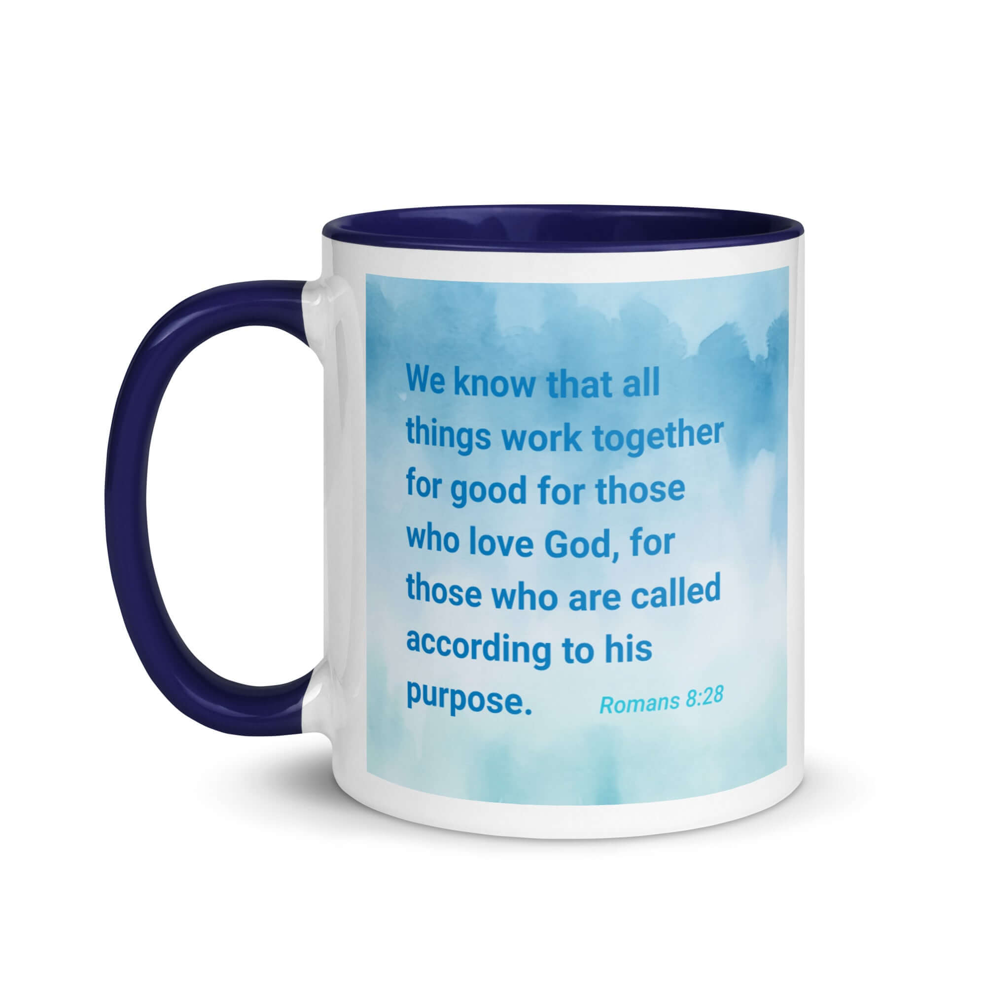 Rom 8:28 - Bible Verse, together for good White Ceramic Mug with Color Inside