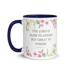 Nahum 1:3 Bible Verse, slow to anger White Ceramic Mug with Color Inside