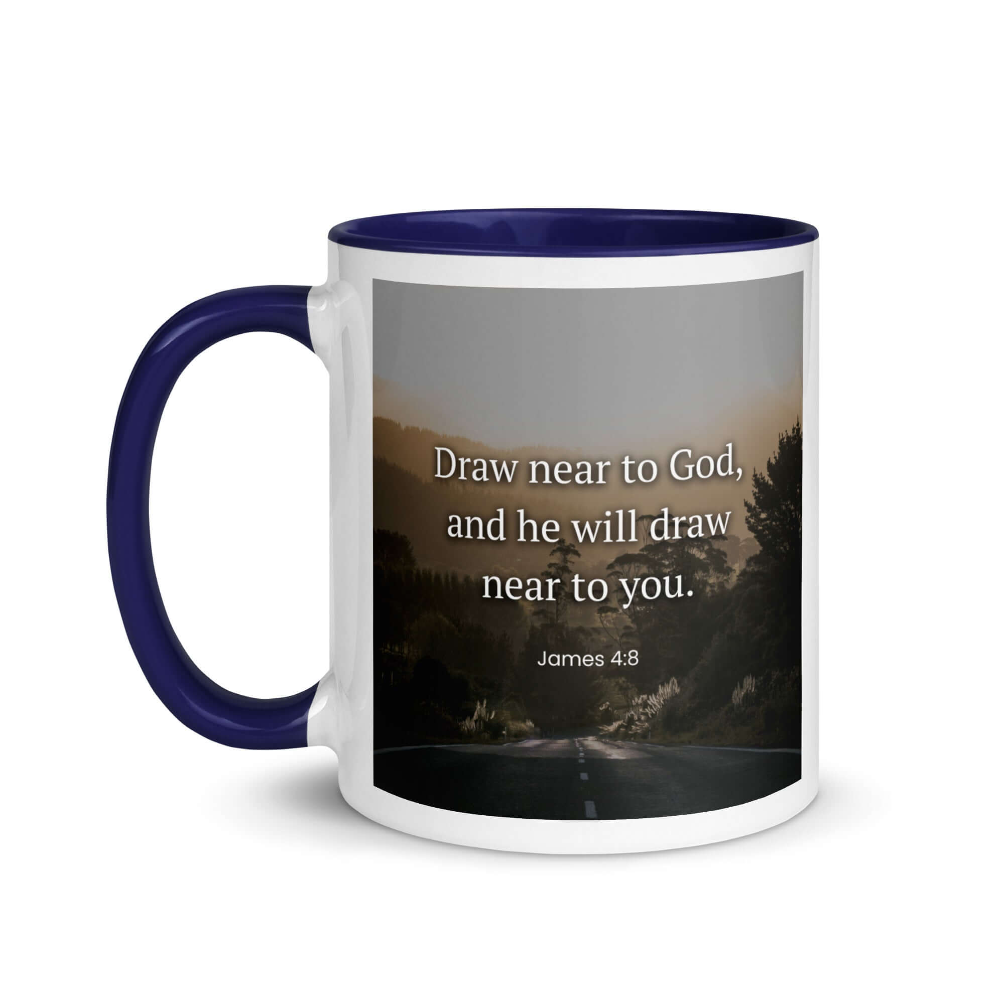 James 4:8 Bible Verse, Cleanse your White Ceramic Mug with Color Inside