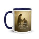 Matthew 25:21 Bible Verse Well Done White Ceramic Mug with Color Inside
