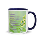 Eph 4:2 - Bible Verse, one another in love White Ceramic Mug with Color Inside