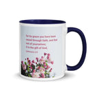 Eph 2:8 - Bible Verse, saved through faith White Ceramic Mug with Color Inside