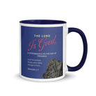 Nahum 1:7 - Bible Verse, The LORD is good White Ceramic Mug with Color Inside