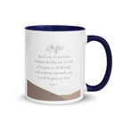 James 1:5 Bible Verse, ask of God White Ceramic Mug with Color Inside