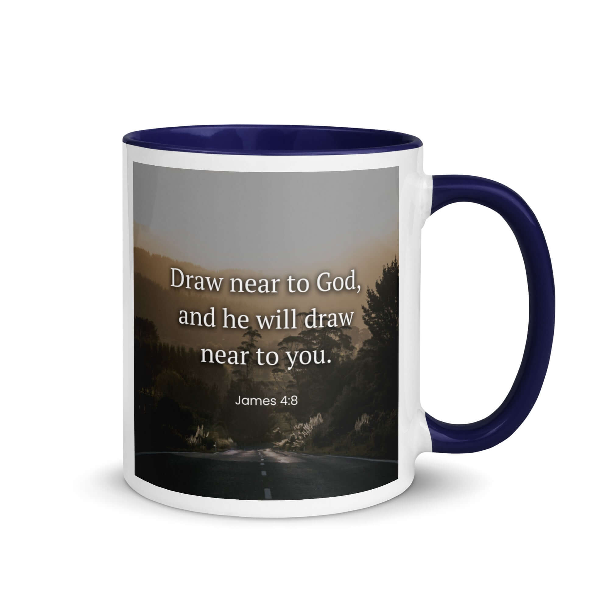 James 4:8 Bible Verse, Cleanse your White Ceramic Mug with Color Inside