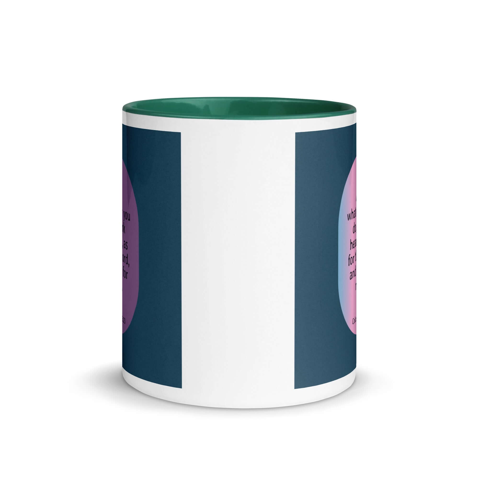 Col 3:23 - Bible Verse, work heartily White Ceramic Mug with Color Inside