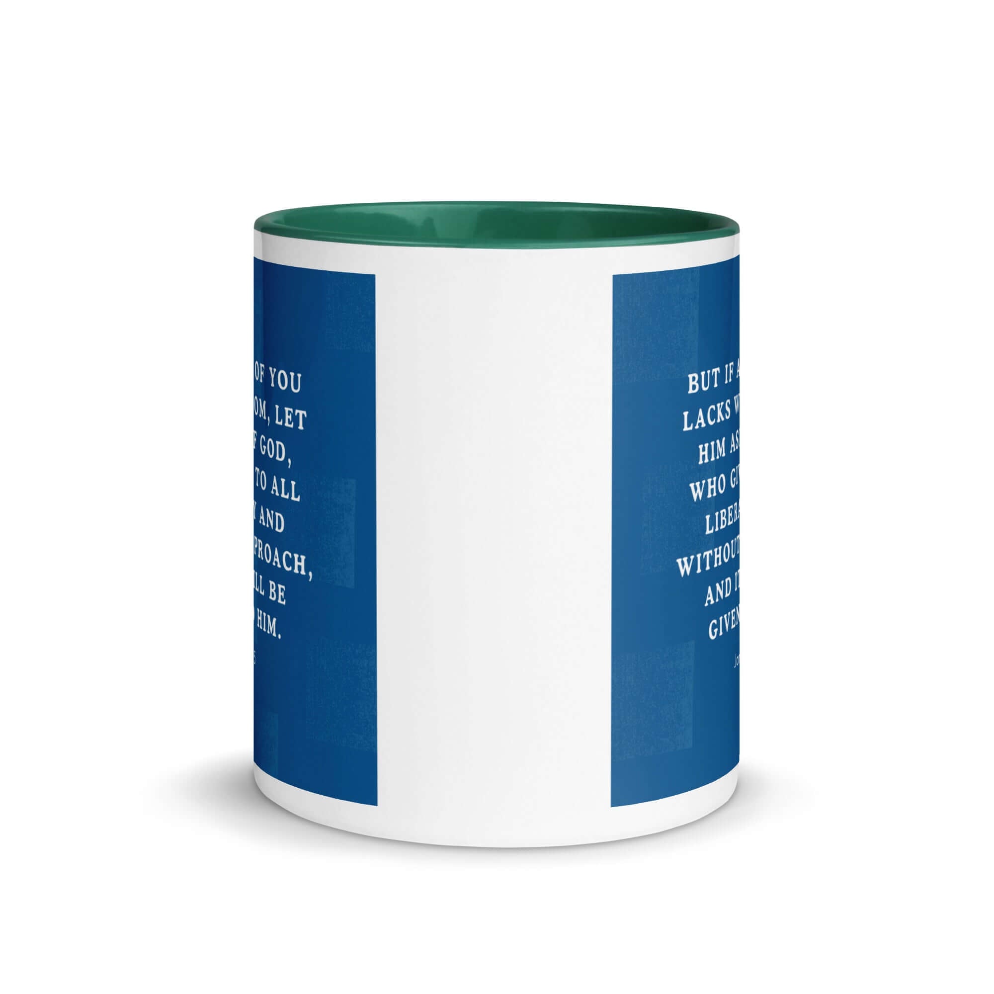 James 1:5 Bible Verse, gives to all White Ceramic Mug with Color Inside