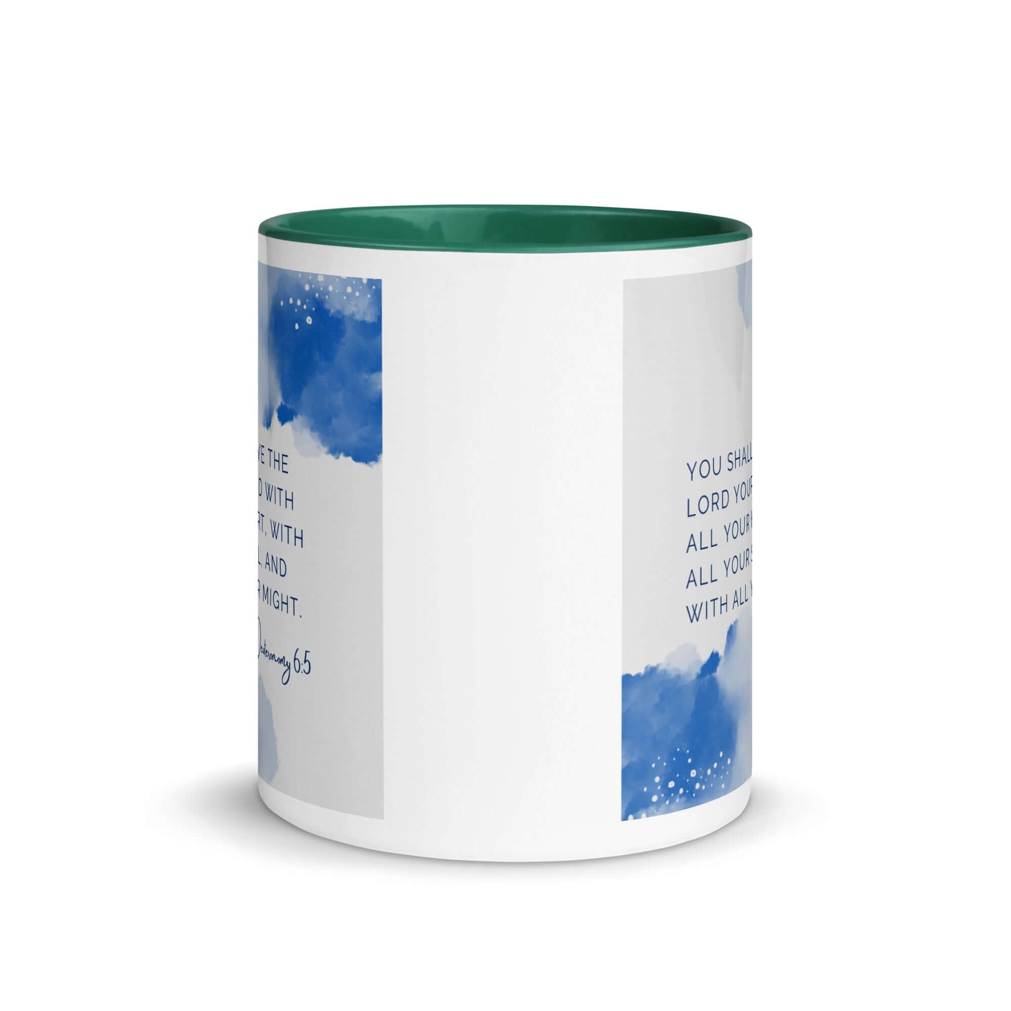 Deuteronomy 6:5 Bible Verse, your God White Ceramic Mug with Color Inside