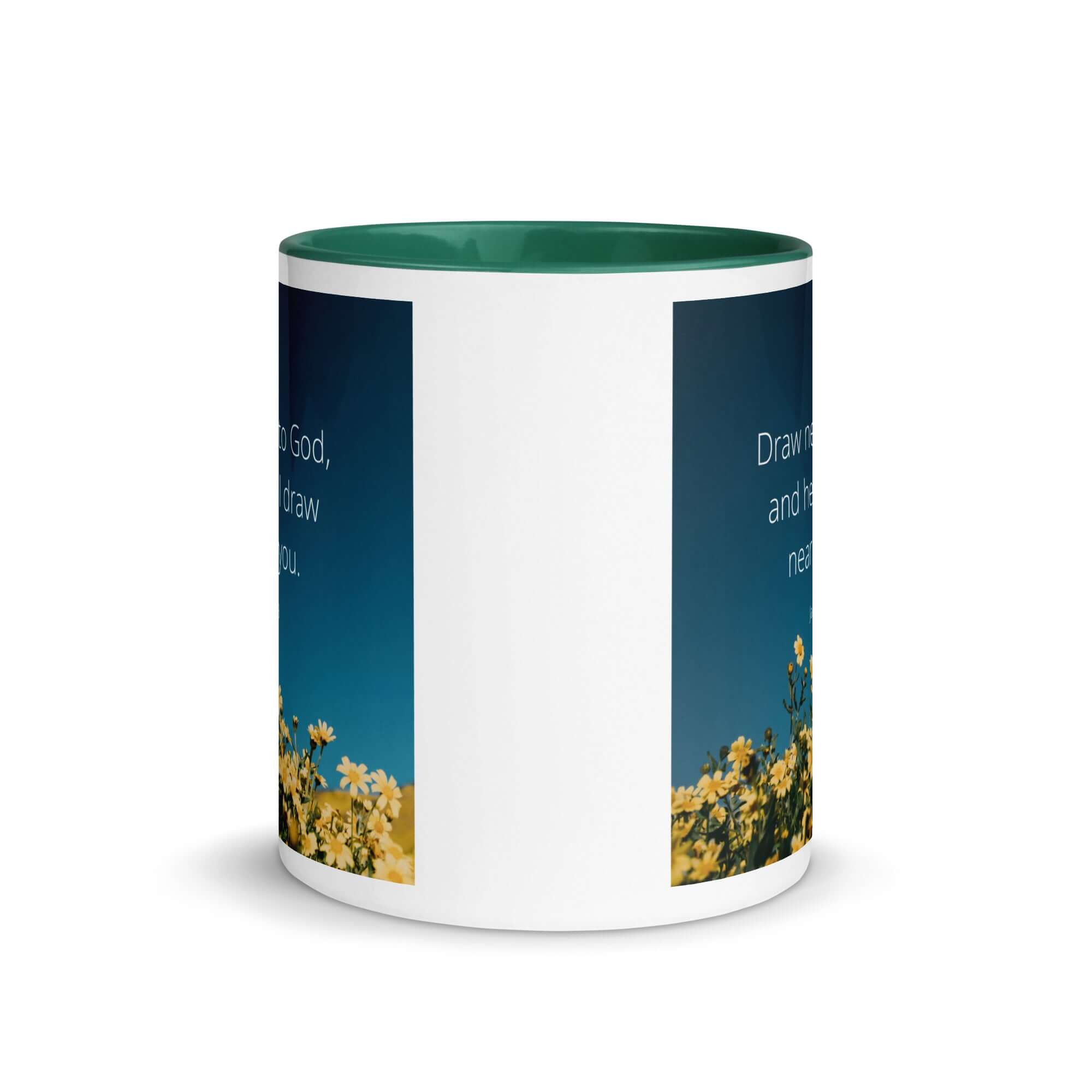 James 4:8 Bible Verse, near to you White Ceramic Mug with Color Inside