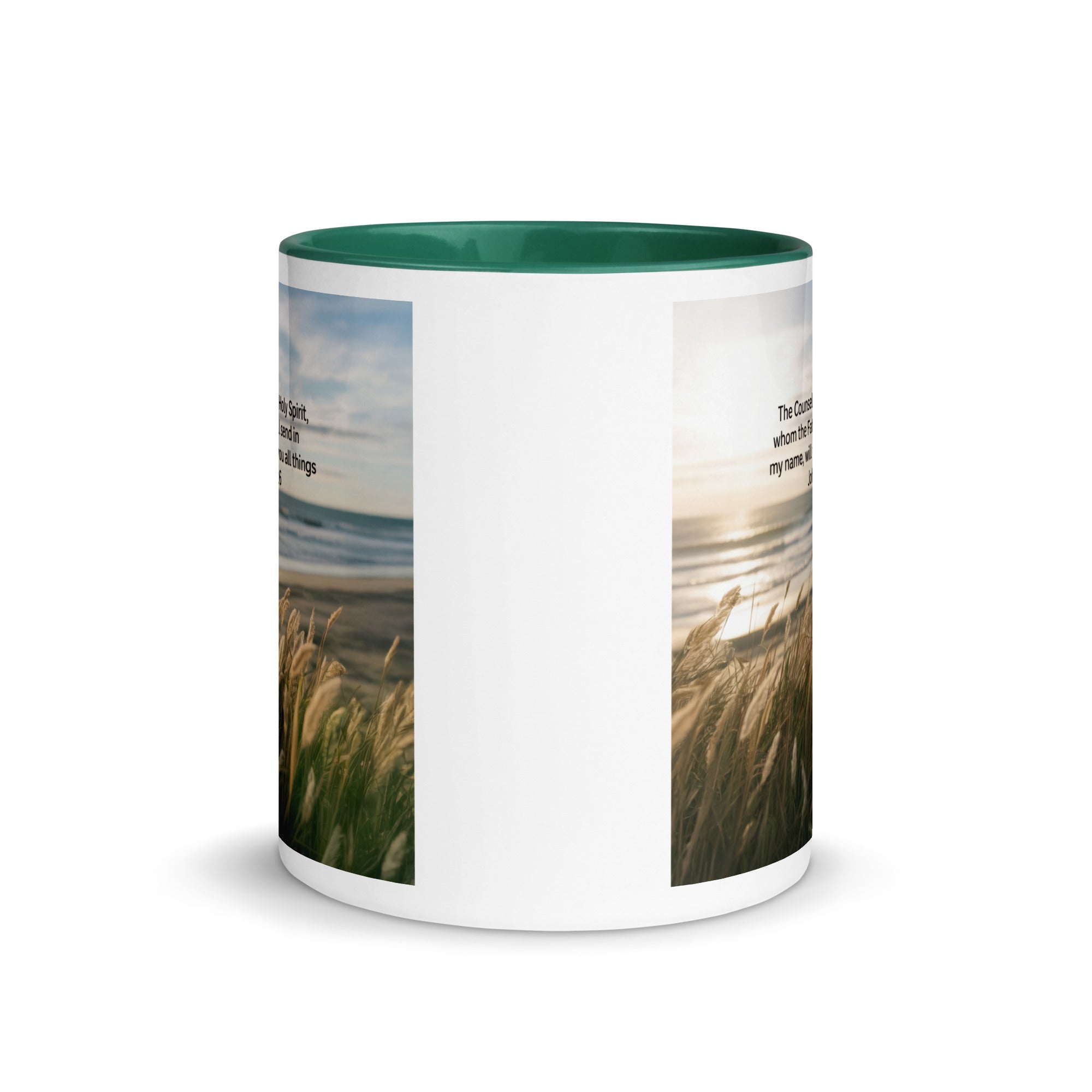 John 14:26 Bible Verse in my name White Ceramic Mug with Color Inside