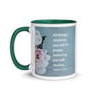 Matt 21:22 - Bible Verse, ask in prayer White Ceramic Mug with Color Inside