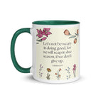 Galatians 6:9 - Bible Verse, in doing good White Ceramic Mug with Color Inside