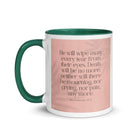 Revelation 21:4 Bible Verse, their eyes White Ceramic Mug with Color Inside