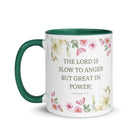 Nahum 1:3 Bible Verse, slow to anger White Ceramic Mug with Color Inside