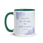 Nahum 1:3 Bible Verse, great in power White Ceramic Mug with Color Inside