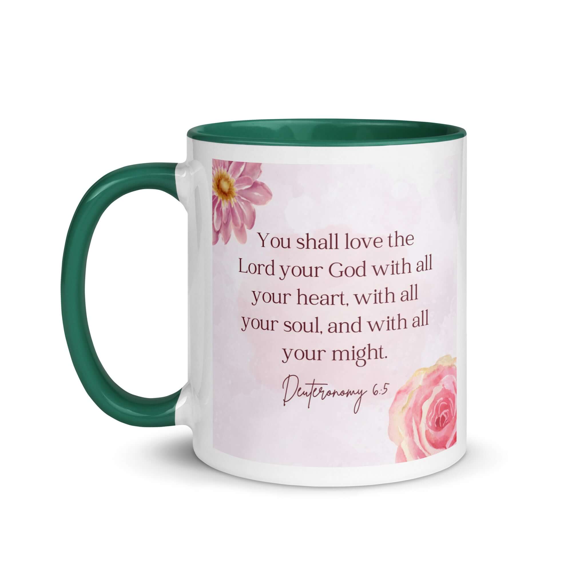 Deuteronomy 6:5 Bible Verse, the Lord White Ceramic Mug with Color Inside