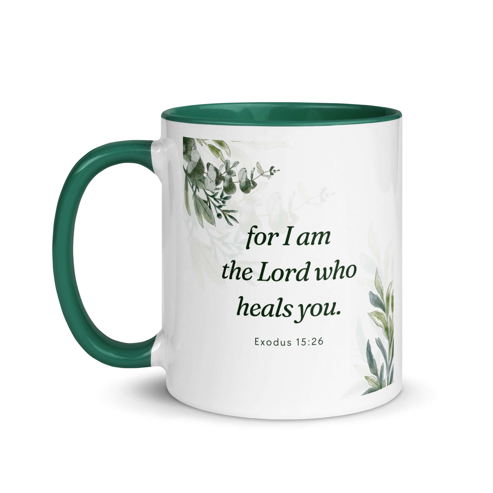 Exodus 15:26 Bible Verse, Gods voice White Ceramic Mug with Color Inside