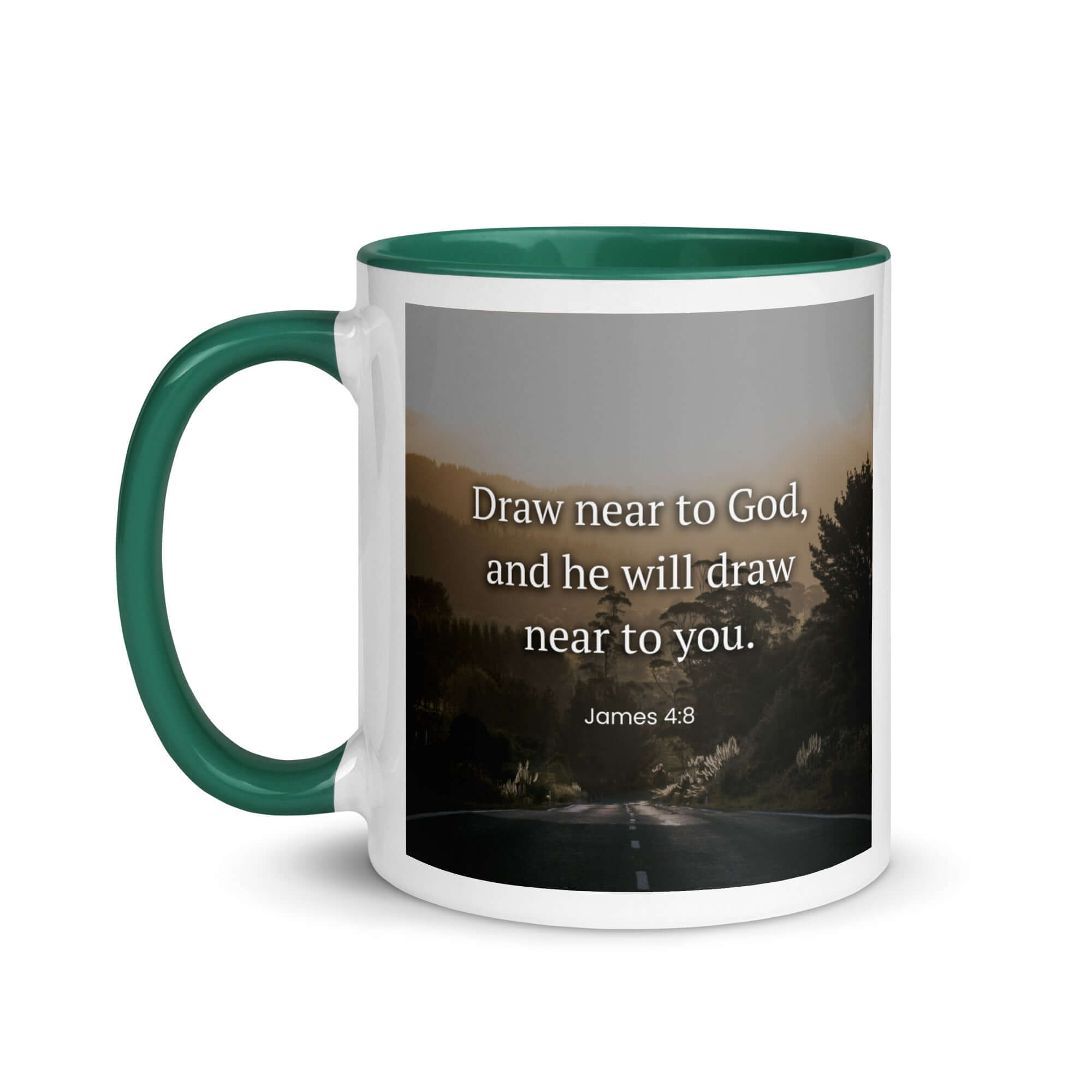 James 4:8 Bible Verse, Cleanse your White Ceramic Mug with Color Inside