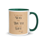 John 14:6 Bible Verse, Color Text Brown Background Mug Color Inside