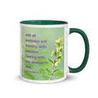 Eph 4:2 - Bible Verse, one another in love White Ceramic Mug with Color Inside