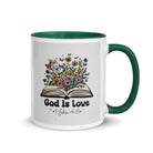 1 John 4:8 - Bible Verse, God is Love White Ceramic Mug with Color Inside