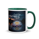 John 14:6 Bible Verse The Father White Ceramic Mug with Color Inside Dark green 11 oz