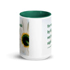 2 Cor. 5:7 - Bible Verse, for we walk by faith White Ceramic Mug with Color Inside